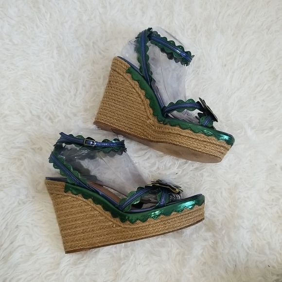 Lanvin Blue Metallic Espadrilles Sz 10.5 - Picture 6 of 15